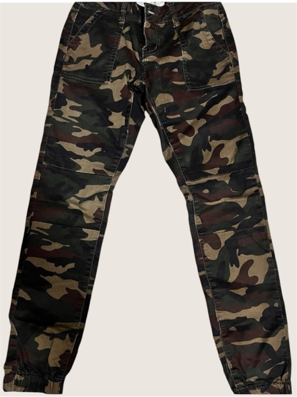 Cover girl camo cargo jogger army pants women’s sz 3/4